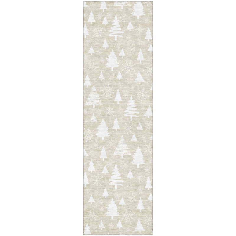 Premium Machine Washable Dockside AMF1815 Christmas Trees Rug, Runner 2'3" x 7'6"