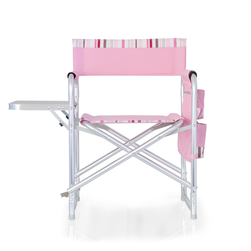 Chaise de camping portative avec table d'appoint Sports Sports, Rose avec rayures