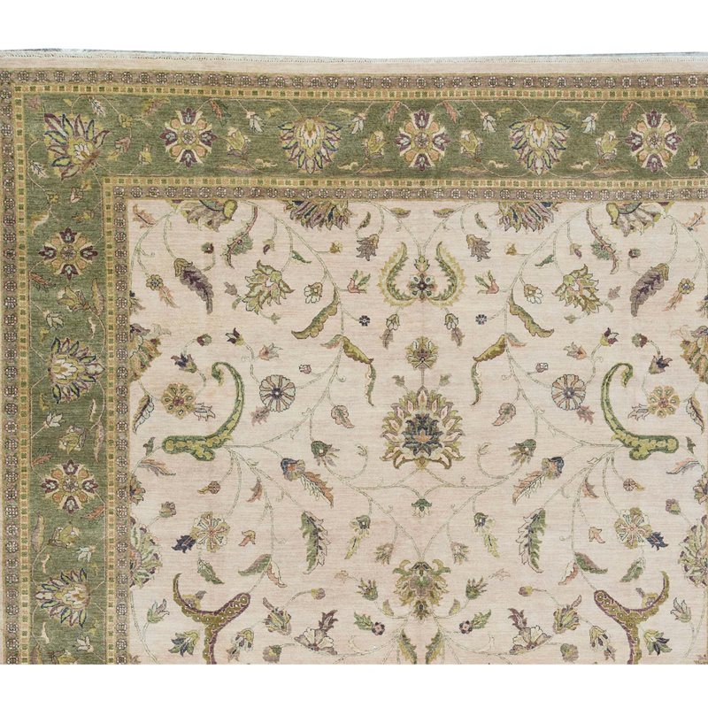 Hand-Knotted High-Quality Beige and Gold Area Rug