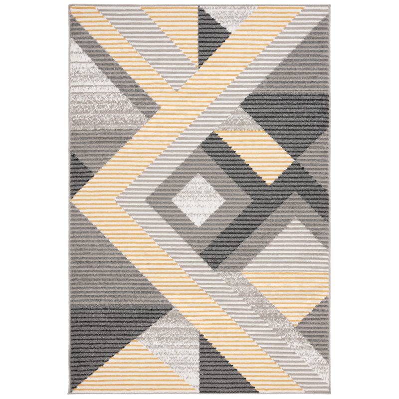 Tapis géométrique beige en polypropylène tissé à la machine Hergen, Rectangle 9 pi x 12 pi