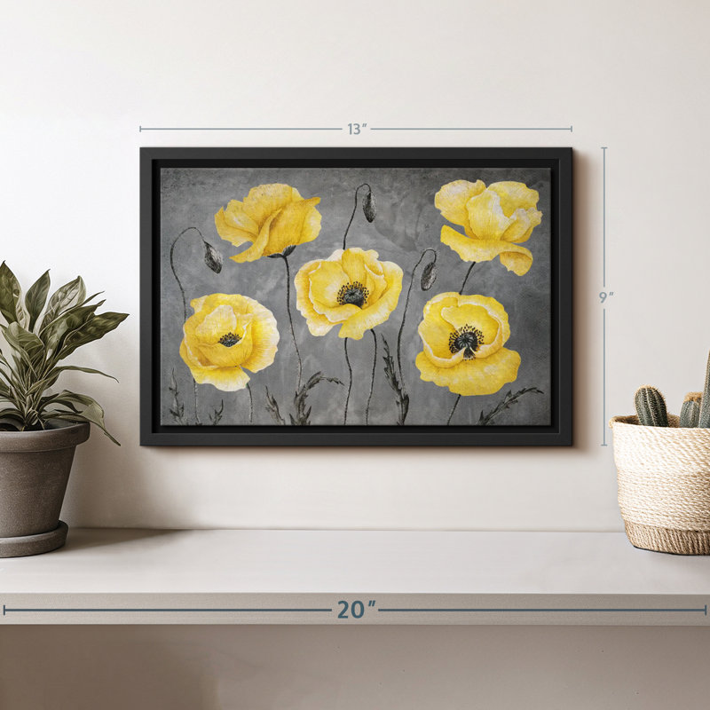 Coquelicots jaunes, reproduction sur toile, H 9 po x l 13 po
