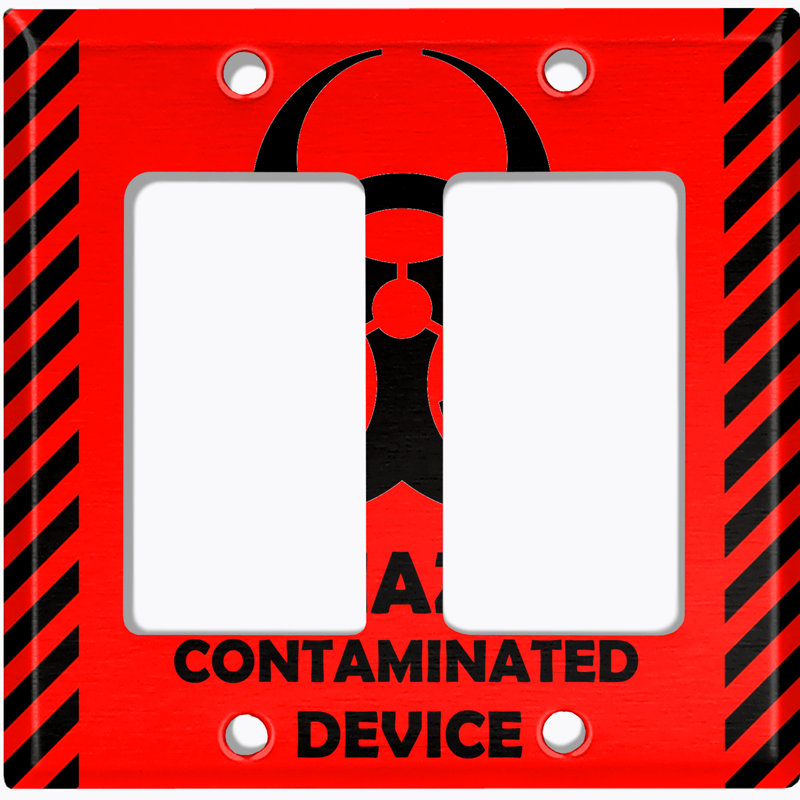 Metal Light Switch Plate Outlet Cover (Red Bio Hazard Sign Contaminated Device - Single Toggle), Red