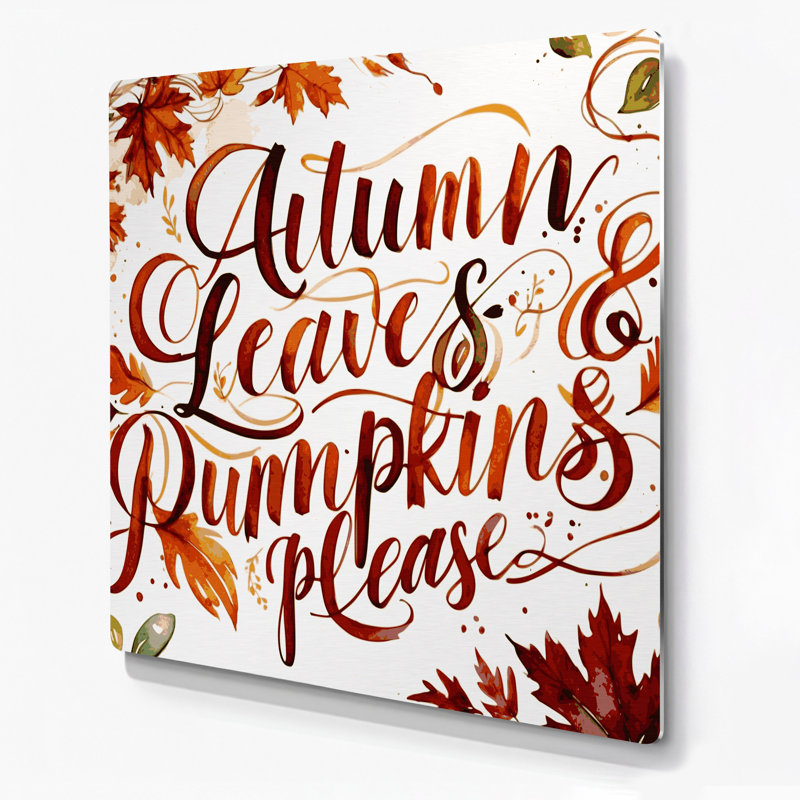 Thanksgiving Inspirational fall sayings Gray Metal Wall Art, 16" H x 16" W x 0.05" D