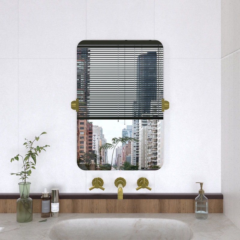 Miroir de salle de bain mural rouge brossé l 20 po x H 30 po Redolent, 30 po x 20 po, Laiton