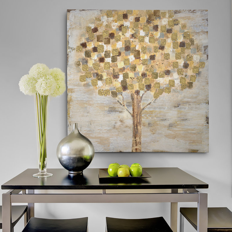 Arbre doré - imprimé, H 16 po x l 16 po x P 1,5 po, Toile tendue