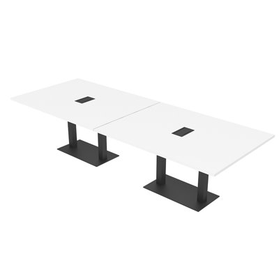 Table de conférence rectangulaire avec base en métal double | Unité électrique