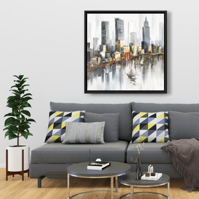 Aquarelle avec bateaux - Toile encadrée pour décor de chambre à coucher
