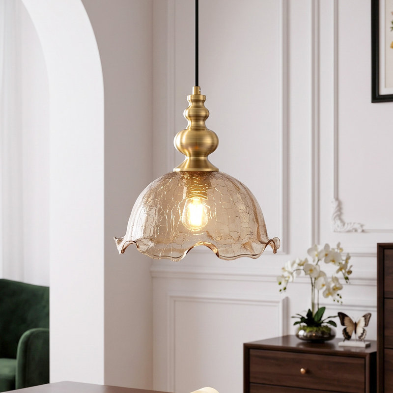 Luminaire suspendu en verre 1 lumière Crackle