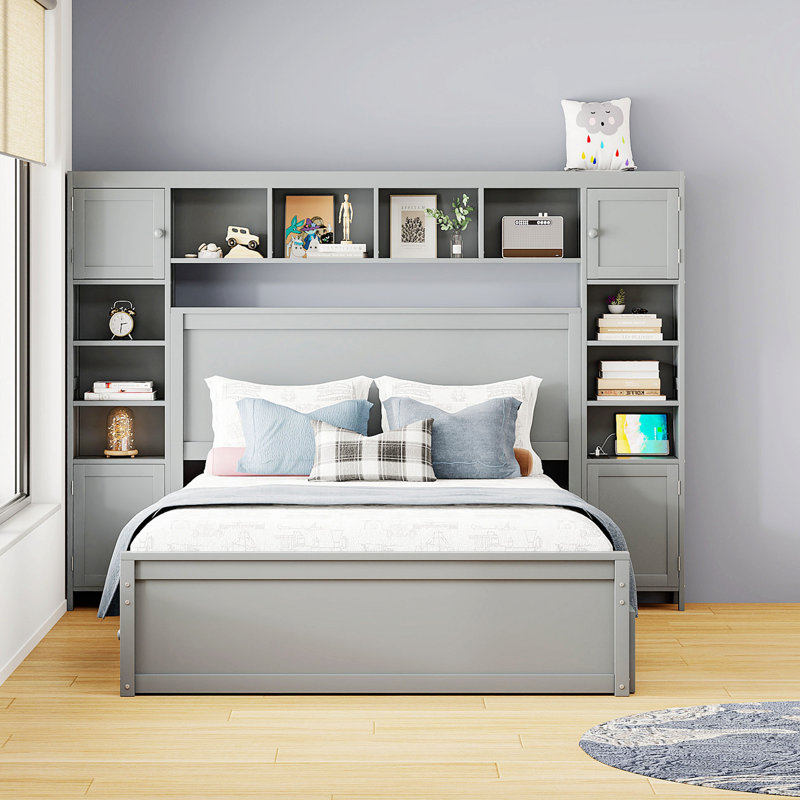Elko Platform Storage Bed, Gray, Queen
