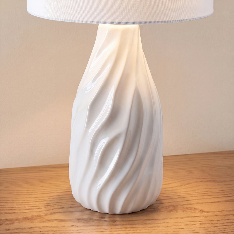 Lampe de table moderne en céramique blanche de 60 cm (23,6 po) avec variateur à 3 niveaux pour chambre, salon et entrée