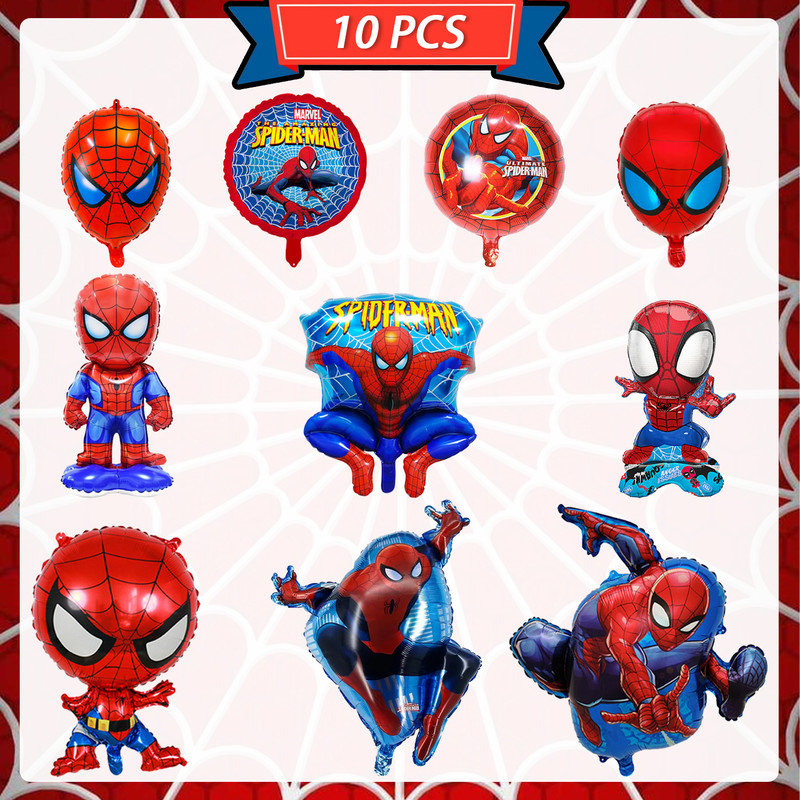 10 Pcs Spiderman Party Decoration Balloons, Spiderman Party Supplies