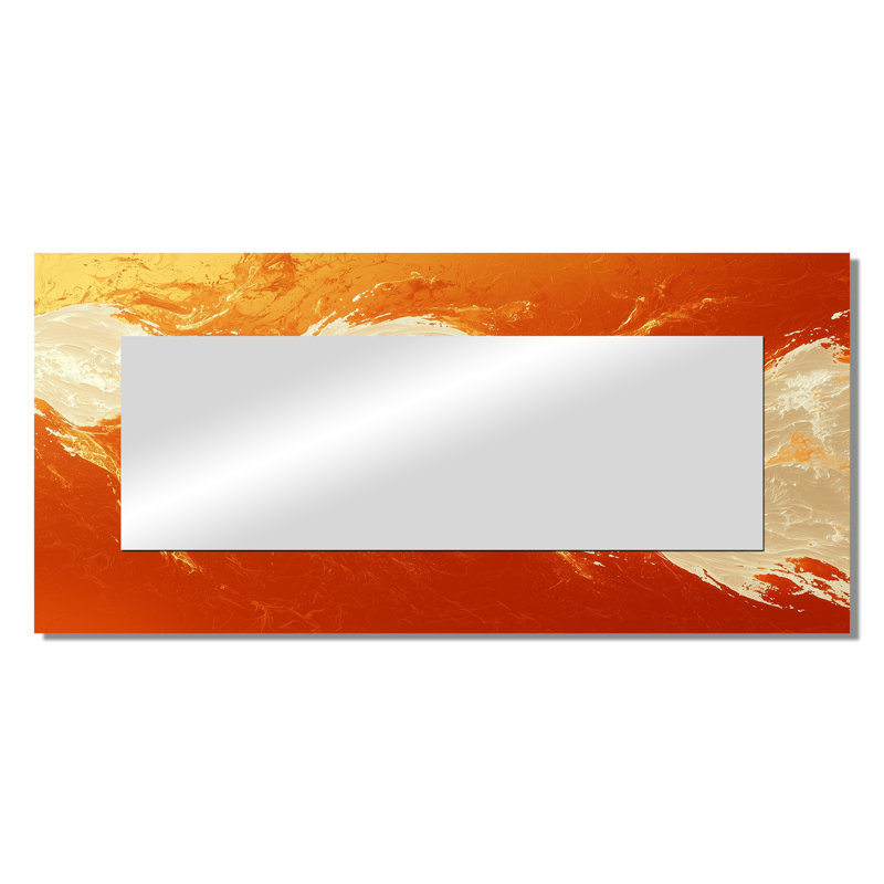 Fractal Frenzy Of Sunrise Paint II - Fractals Mirror Wall Decor - Printed On Metal, 28" x 60"