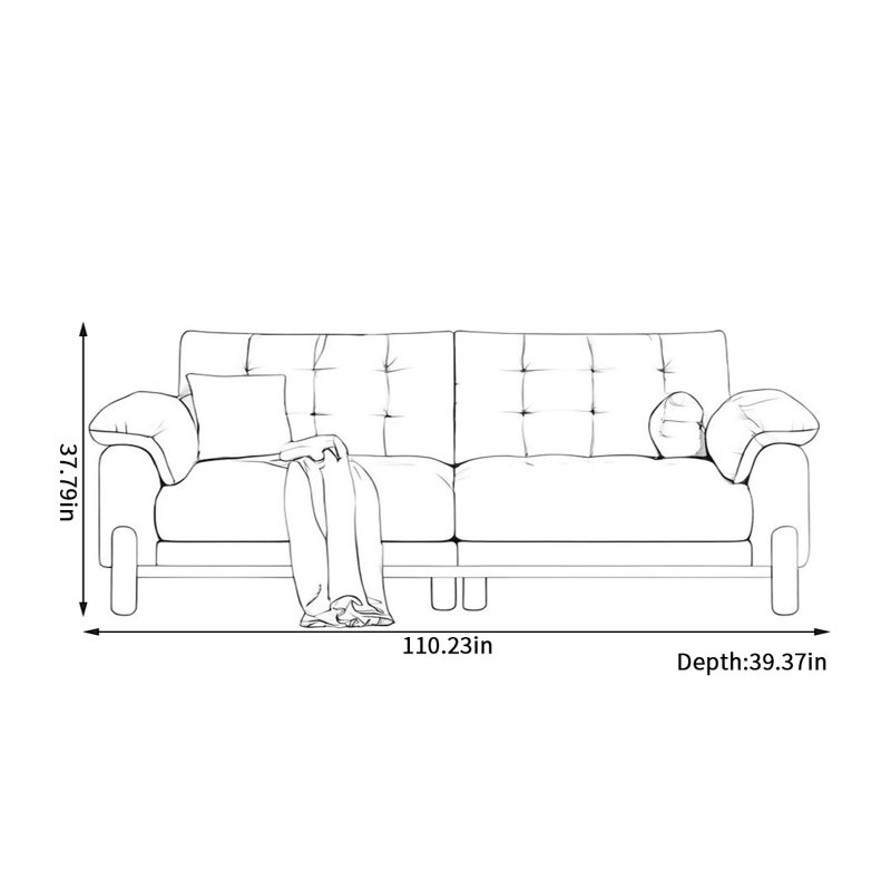 Canapé moderne et confortable en tissu, 4, H 37,79 po x l 110,23 po x P 39,37 po