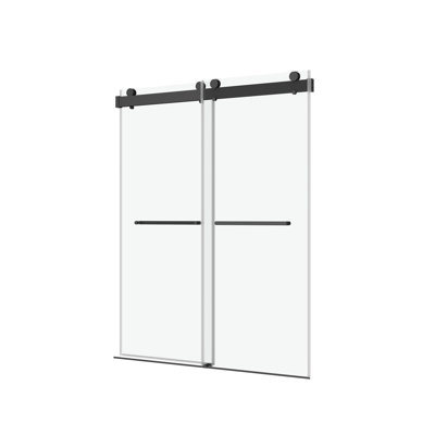 56 to 60 in. W x 76 in. H Double Sliding Frameless Soft-Close Shower Door, Premium 3/8 Inch (10mm) Thick Tampered Glass and Easy-cleaning Coating 23D02-60C