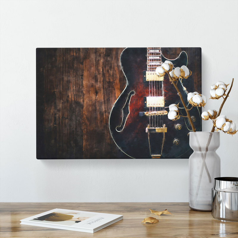 Wooden Electric Guitar - Wrapped Canvas, 40cm H x 60cm W x 3cm D