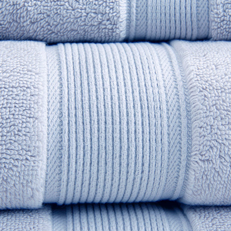 100% Cotton 8 Piece Antimicrobial Towel Set, Light Blue