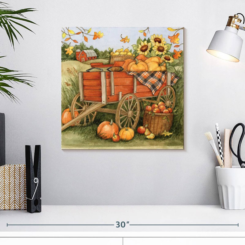 Harvest Orange Truck I, 16" H x 16" W