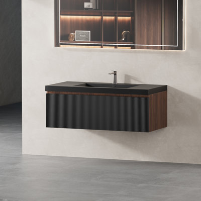 Meuble-lavabo mural simple 42 po à rayures