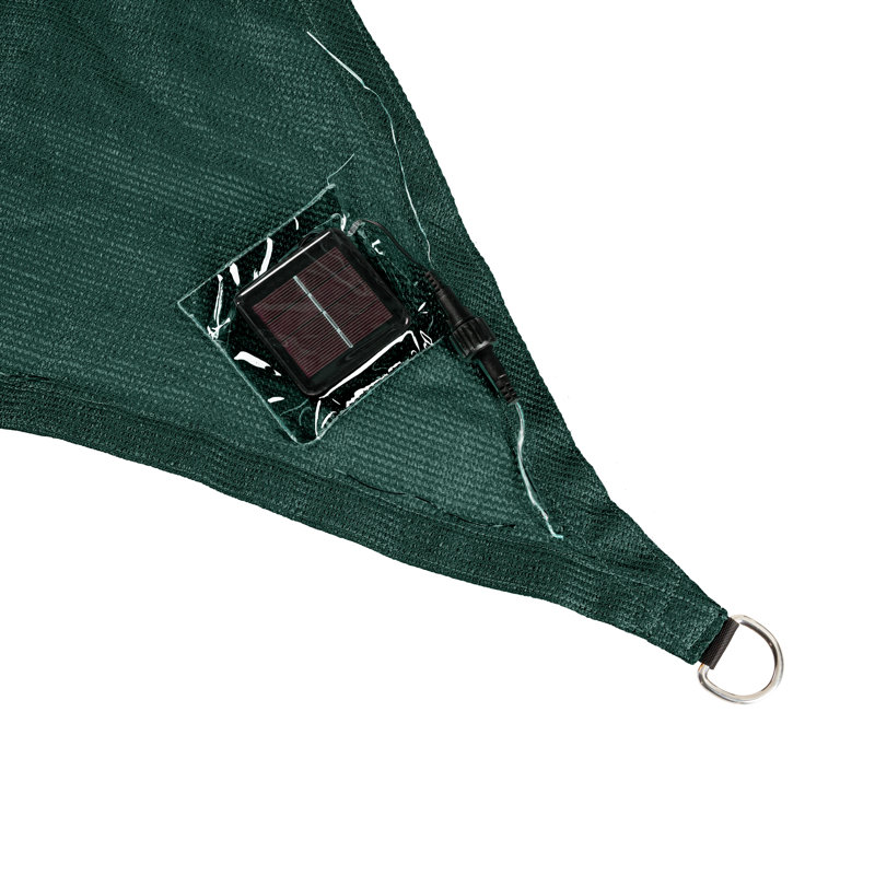 Green HDPE Triangle Shade Sail with Solar LED Lights