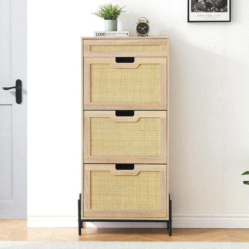 Solid Wood Flip Down Shoe Storage, Natural