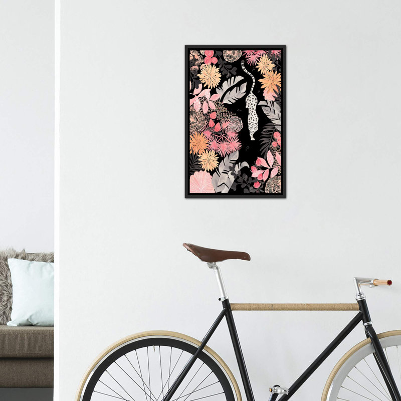 Art de pédoncule leopard, H 40 po x l 26 po x P 1,5 po, Toile avec cadre noir