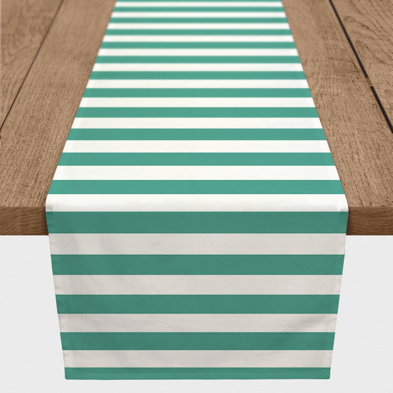 Chemin de table Doster, 72 po x 16 po, Vert sauge, Rayé 3