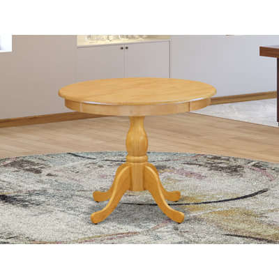 Antique Kitchen Dining Table - a Round Wooden Table Top with Pedestal Base, Oak