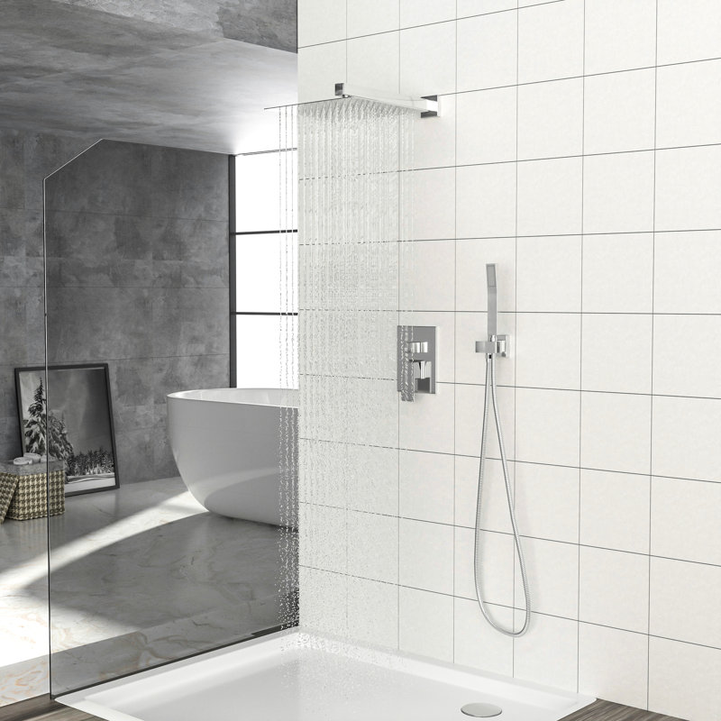 12 Inch Dual Shower Head Square - Wall Mounted, Finish, Brushed Nickel