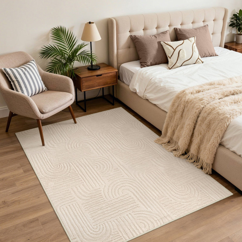 Geometric Area Rug, Beige, Rectangle 120 x 160 cm