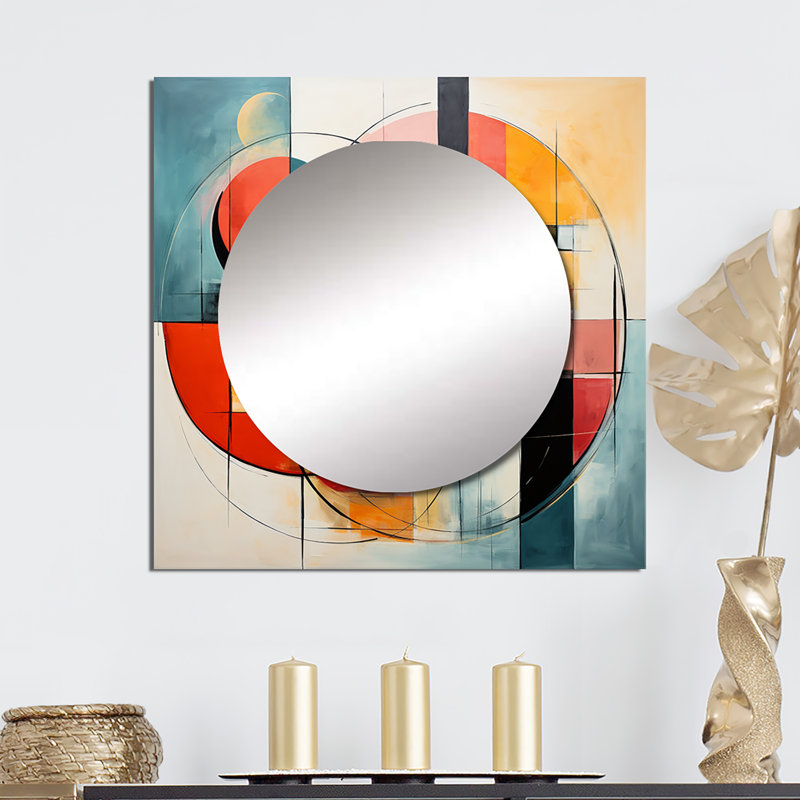 Reanetta - Miroir carré abstrait pour décoration murale, 23 po x 23 po