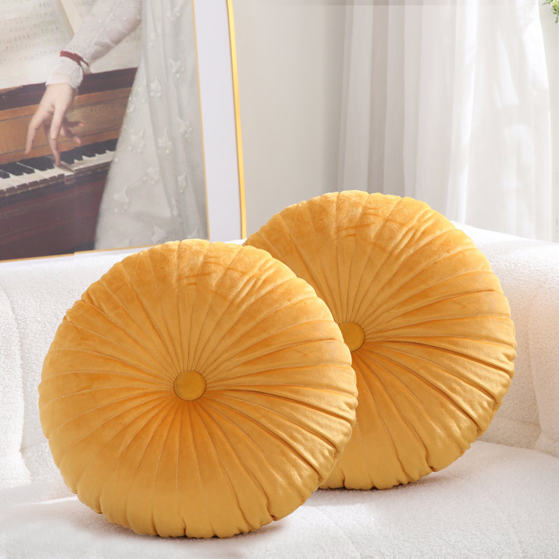 Coussin décoratif en velours 18 po , Jaune