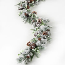 Melrose International Iced Twig Garland with Pinecones 5'L