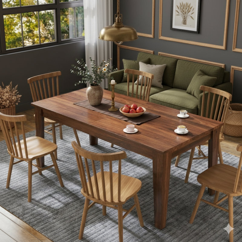 Dining Table, 106.3-Inch Large Expandable Kitchen Table