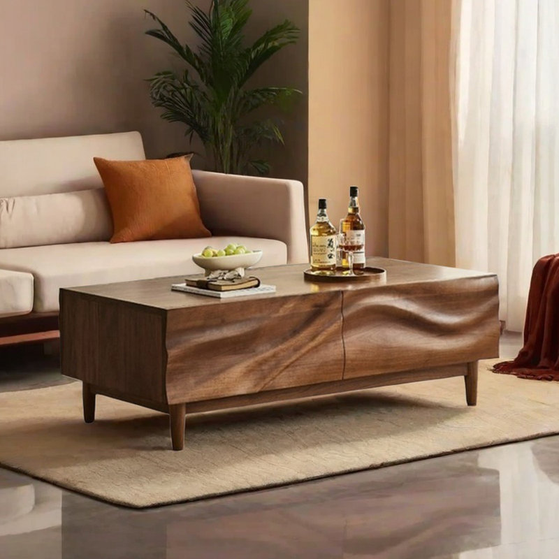 Solid wood tea table with minimalist design