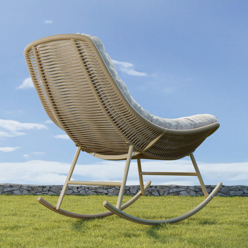  Chaise berçante moderne en osier beige Sverste Papason - 250 lb