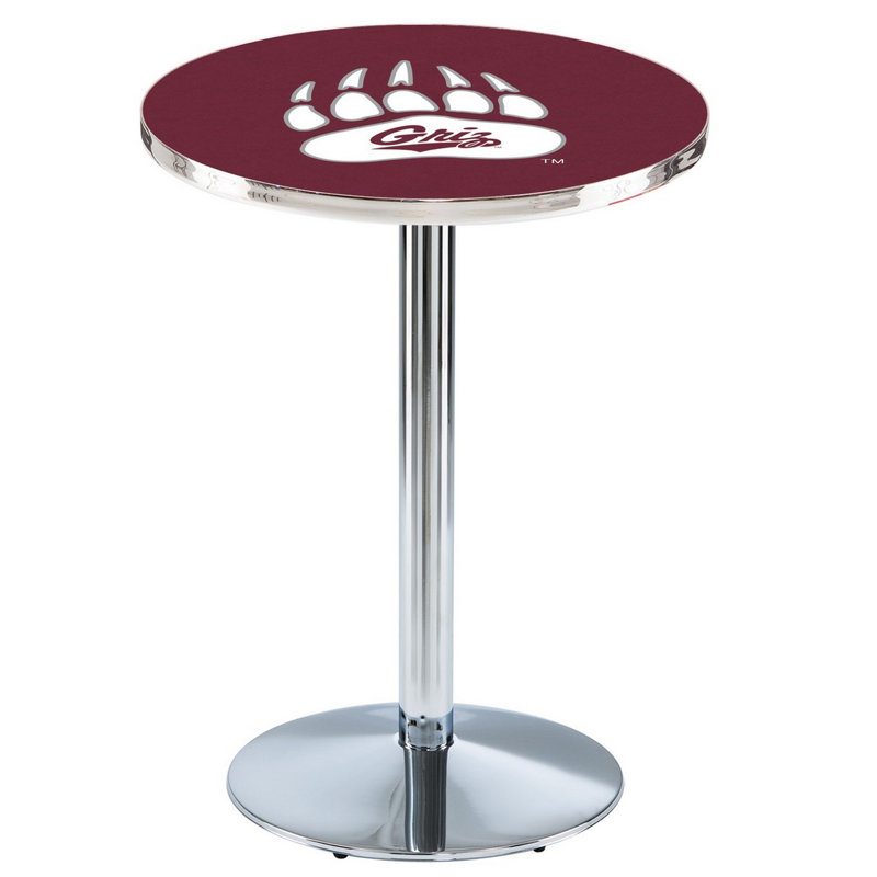 Round Metal Base Dining Table, University of Montana, Chrome