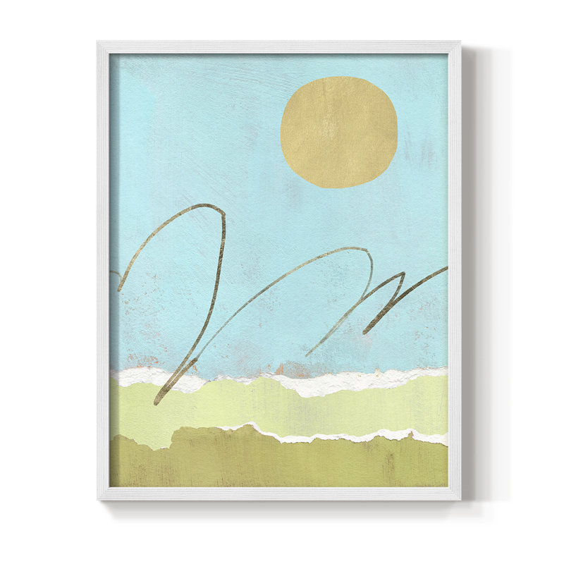 «Green and Gold Pcied Landscape II», reproduction encadrée - bois massif, H 10 po x l 8 po, Blanc