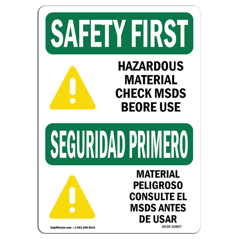 Premier signe de sécurité Osha, H 24 po x l 18 po x P 0,1 po