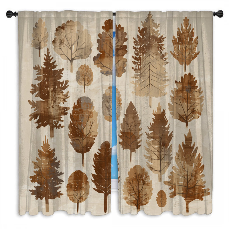 Rideaux de fenêtre rustiques et silhouettes d'arbres obscurcissant et obscurcissant - 2 panneaux, 40 po x 60 po - 2 panneaux