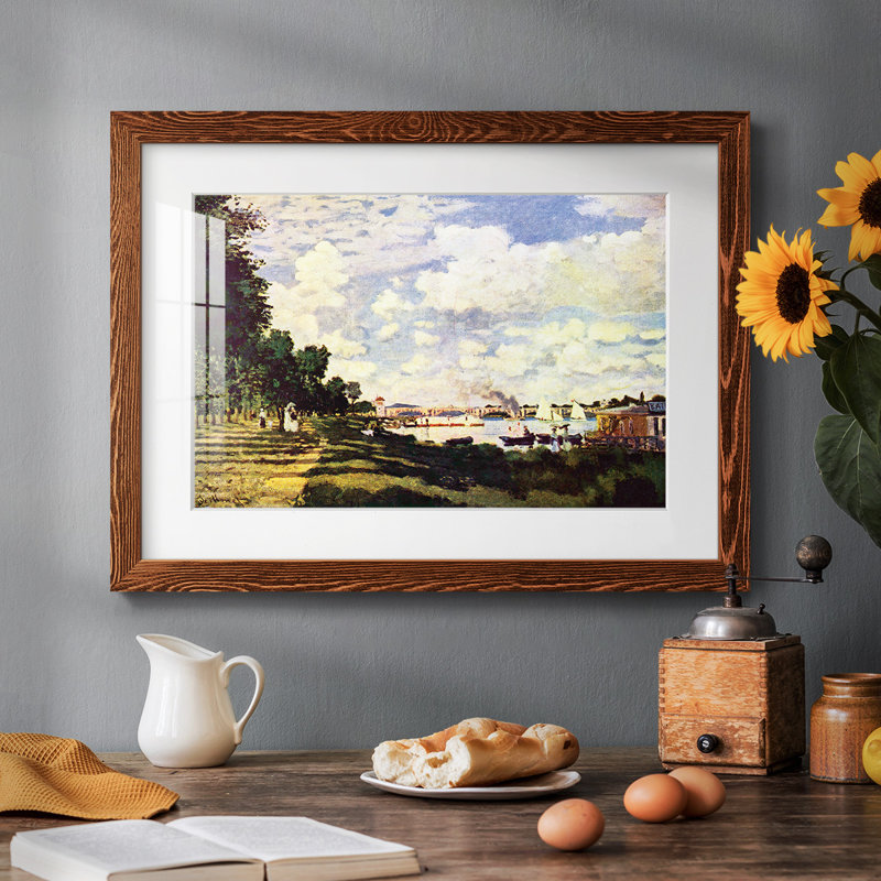 «Sailing at Argenteuil» par Claude Monet - reproduction d'un seul cadre, Érable, H 22 po x l 32 po x P 1,5 po