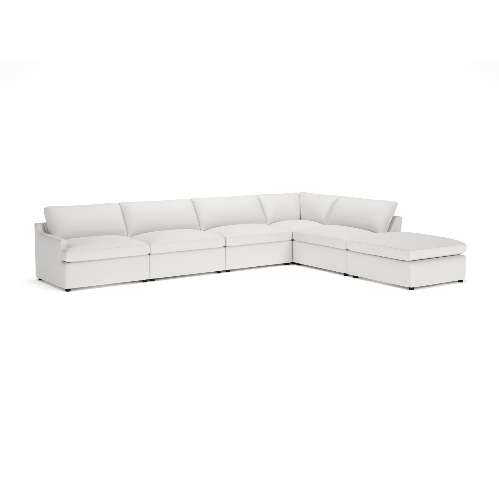 Essex Chaise Sectional, Macarena Beige Basketweave Fabric, Right Hand Facing