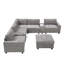 Canapé modulaire de 104 po avec deux consoles, recharge sans fil, plateau de table en acrylique et repose-pieds mobile-830896800