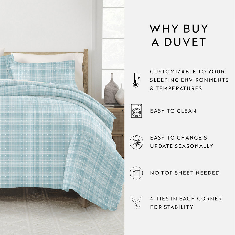 Simply Soft Polka Dot Duvet Cover Set, Aqua, King Duvet Cover + 2 King Shams