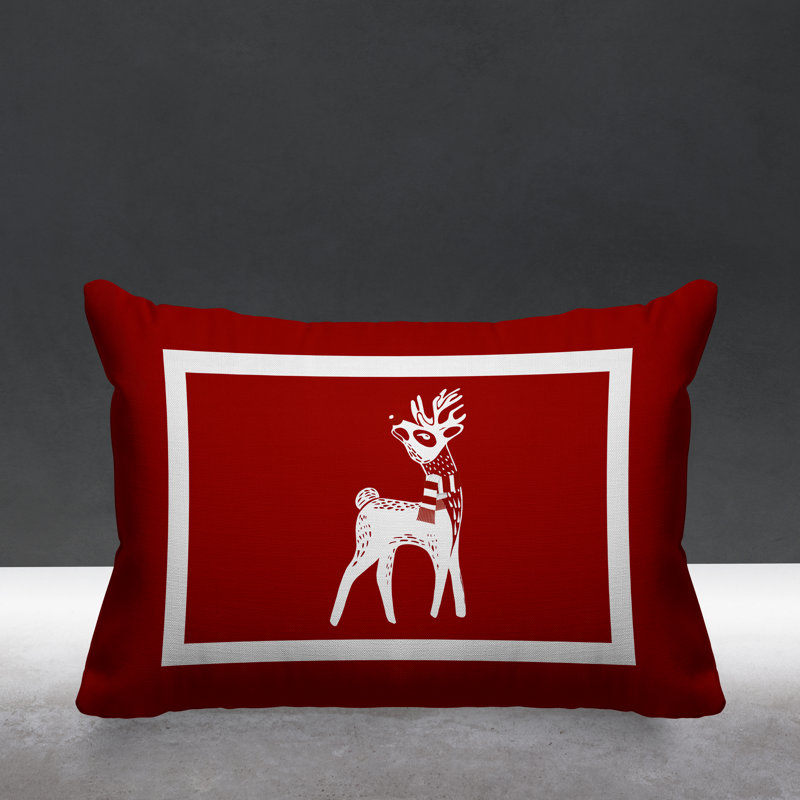 Christmas Outdoor Reversible Throw Pillow, Red