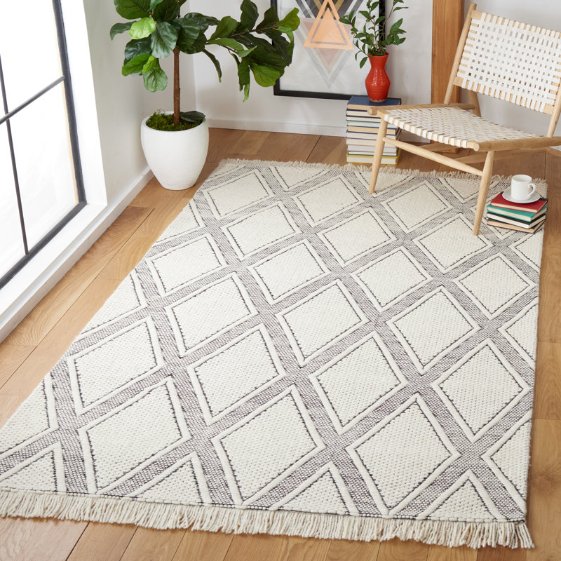 Natura 867 Hand Woven Wool And Cotton With Latex Geometric Rug, Rectangle 6' x 9'