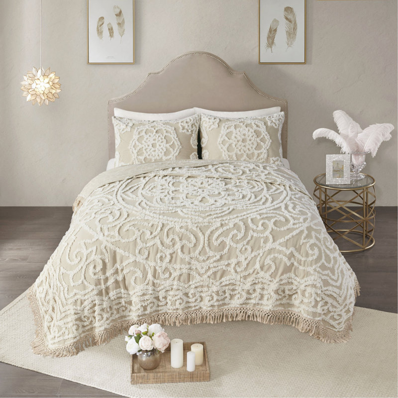 Mini ensemble de couvre-lit touffeté en coton chenille