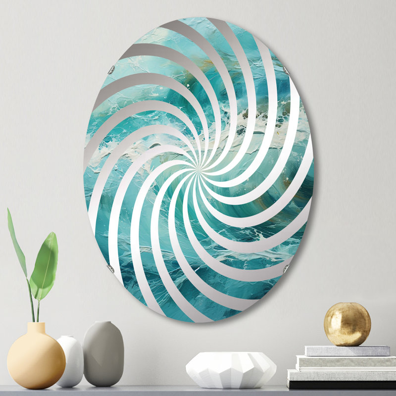 Miroir décoratif Vortex Ocean Meal Wave Expression II - MIR109755-Ovale, L 20 po x H 30 po