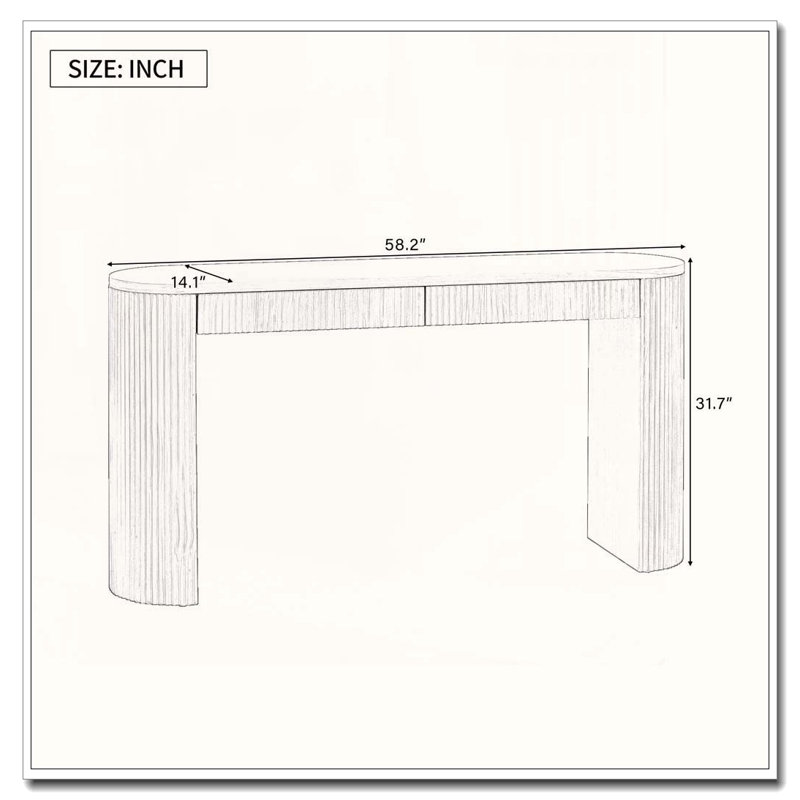 58.2" Entryway Table with Large Top and Dual Drawers,Console Table with Arched Sturdy Legs Stripe Design, Black