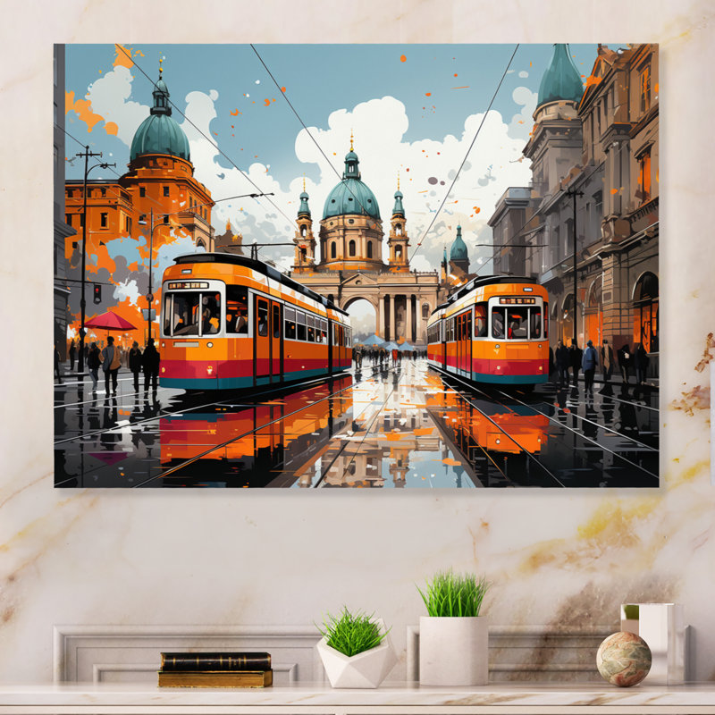 City City Train Popart I - décor mural en métal Cityscapes, H 12 po x l 20 po