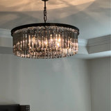 Timmiah 6 - Light 21.65" Dimmable Chandeliers, Modern Drum Chandelier With Smoky Gray Crystal Accents